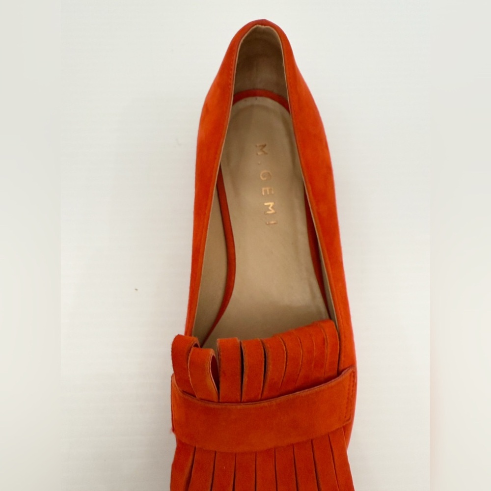 M. Gemi Burnt Orange Suede Leather Fringe Loafers - 36.5 - Picture 10 of 15
